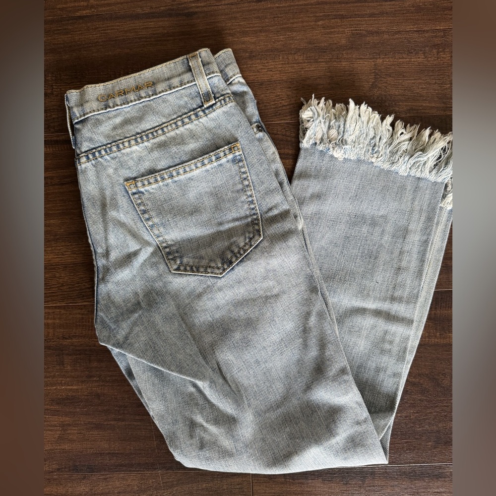 Carmar Denim Jeans Women's Size 26 Blue High Rise Button Fly Distressed